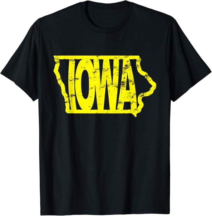 Funny Iowa Distressed Iowa State Map Football Basketball TShirt